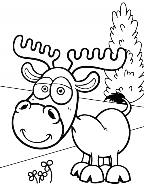 Cute reindeer coloring page