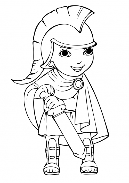 Gladiator in a cape coloring page