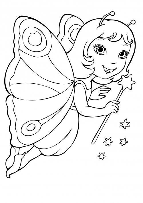 Fairy with fancy wings coloring page