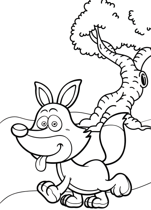 Walking fox coloring page