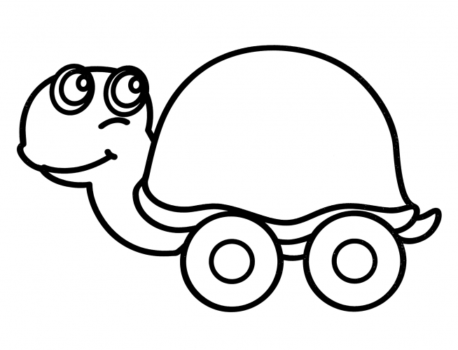 Turtle on wheels coloring page