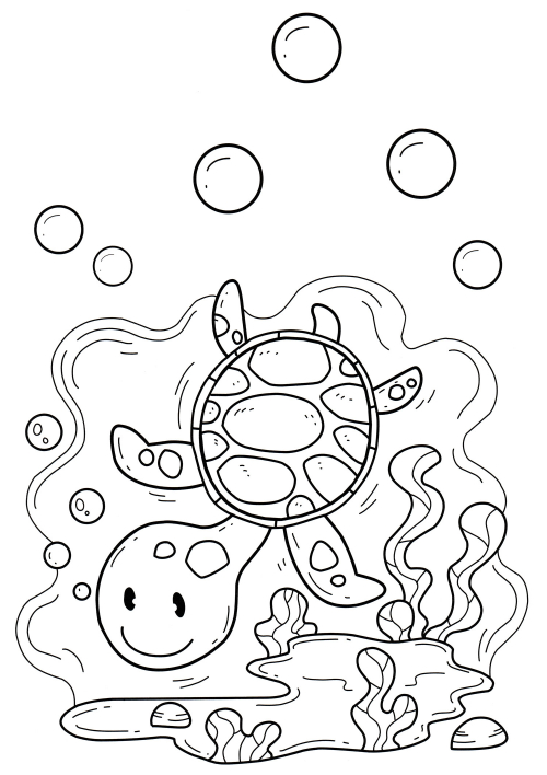 Cute turtle coloring page