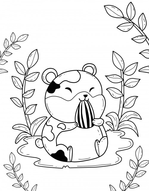 Hamster with a seed coloring page