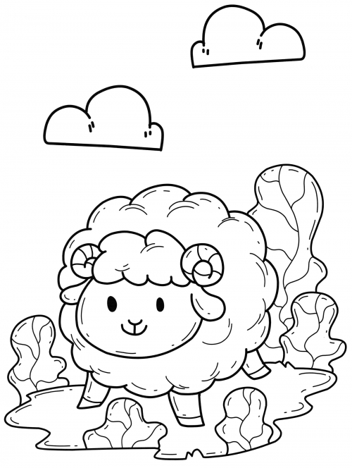 Cute lamb coloring page