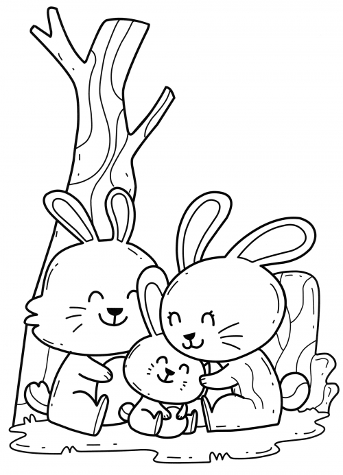 Bunny family coloring page