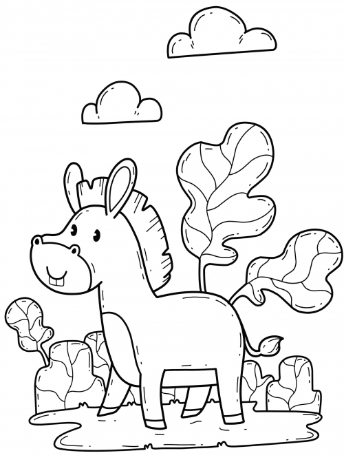 Cute donkey coloring page