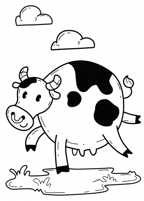 Pot-bellied cow coloring page