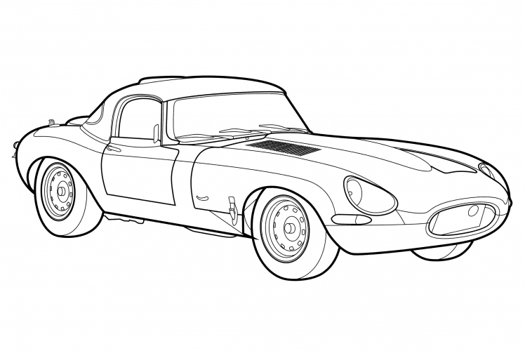 Jaguar Lightweight E-Type coloring page