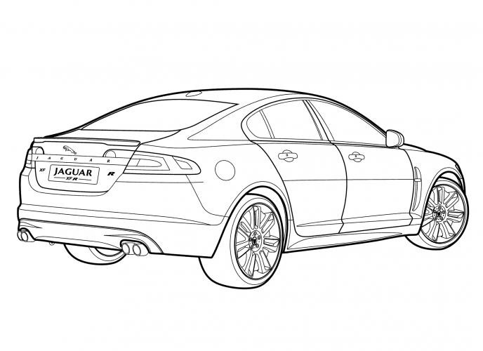 Jaguar-XFR rear view coloring page