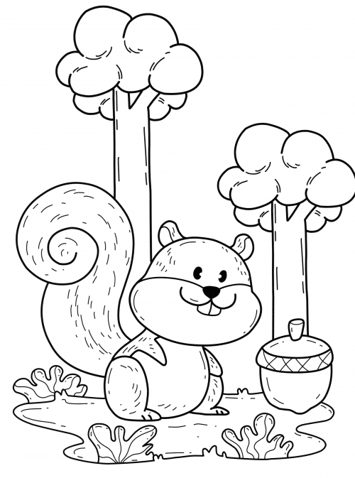 Happy squirrel coloring page