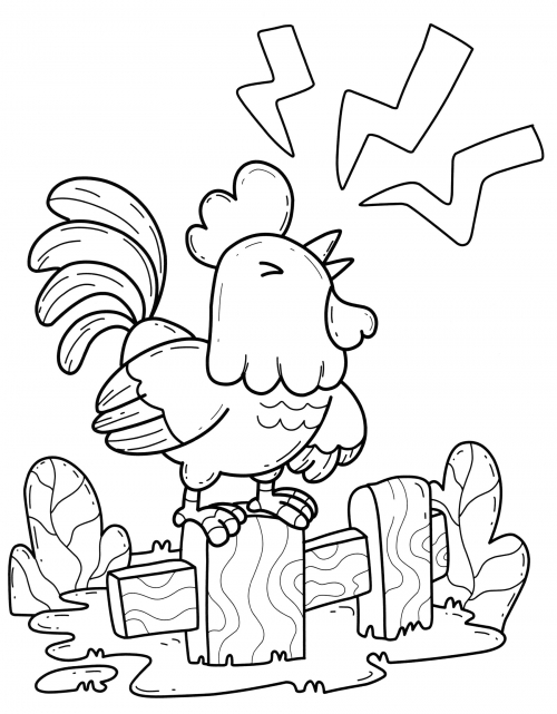 Rooster crows coloring page