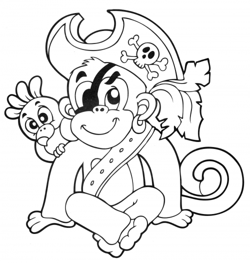 Pirate Monkey coloring page