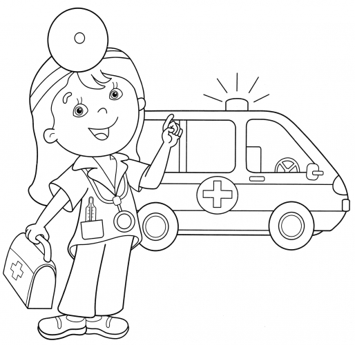 Emergency physician coloring page