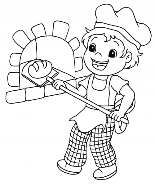 Baker bakes bread coloring page