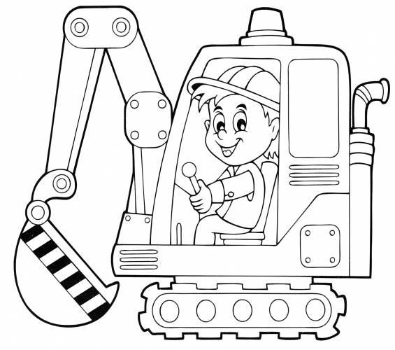 Excavator driver coloring page