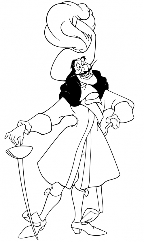 Captain Hook with his sabre coloring page