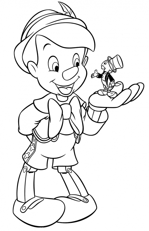 Pinocchio and Jiminy Cricket coloring page