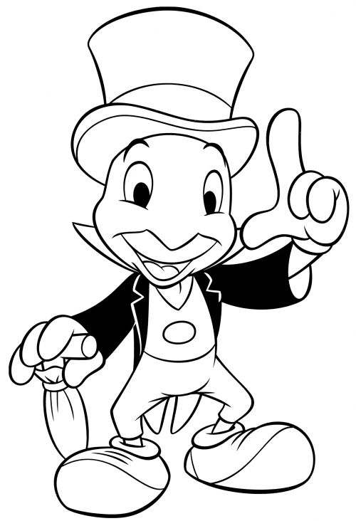 Jiminy Cricket in the hat coloring page