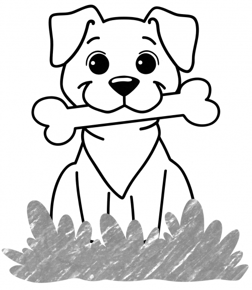 Dog with a bone coloring page