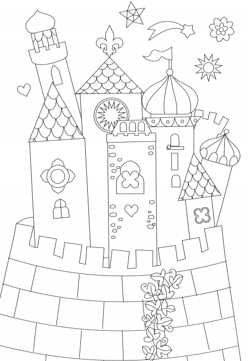 Castle fortress coloring page