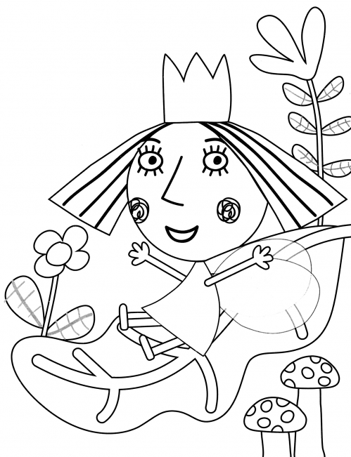 Holly goes down the slide coloring page
