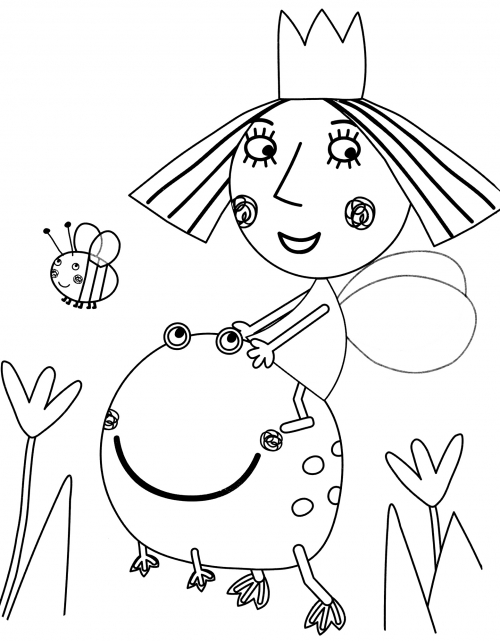 Holly riding a toad coloring page