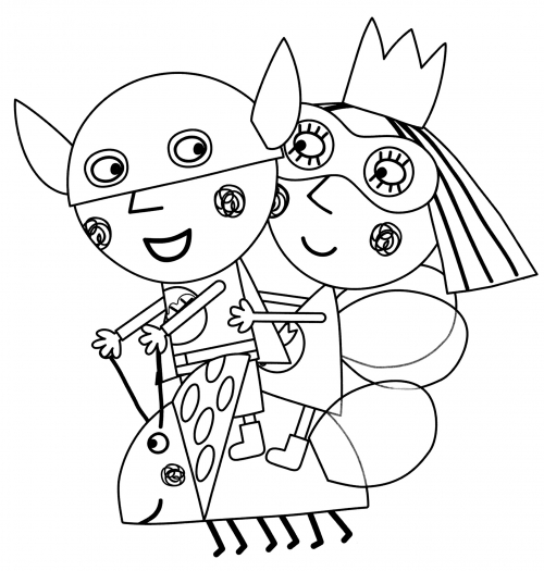 Ben and Holly on Gaston coloring page