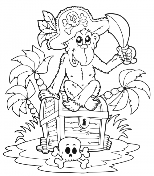 Monkey on a chest coloring page