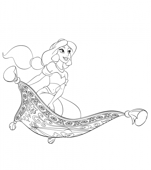 Jasmine in flight coloring page