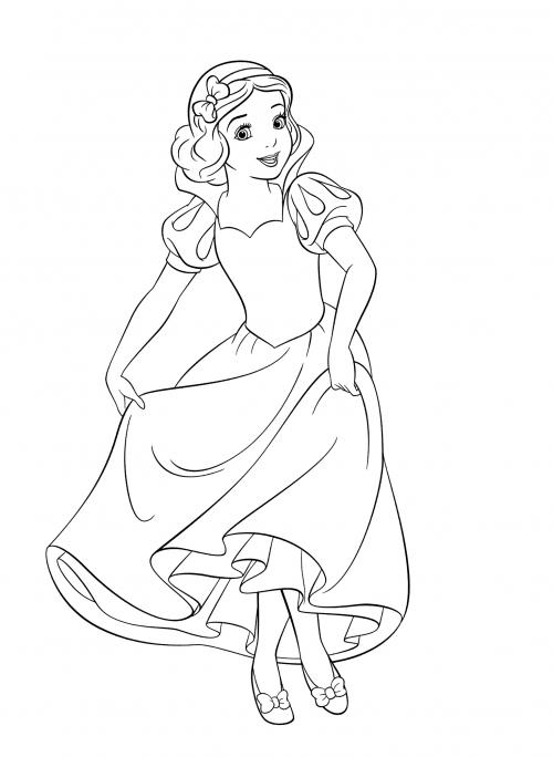 Snow White dancing coloring page