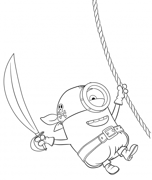 Carl in a pirate costume coloring page