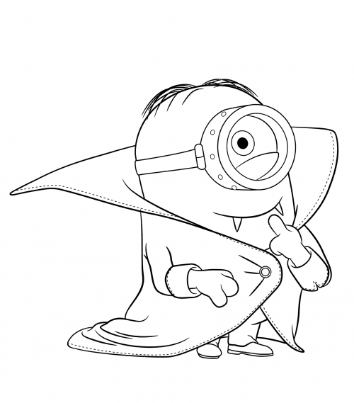 Stuart in a dracula costume coloring page
