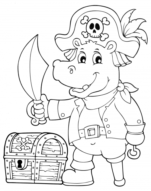 Pirate Hippo coloring page