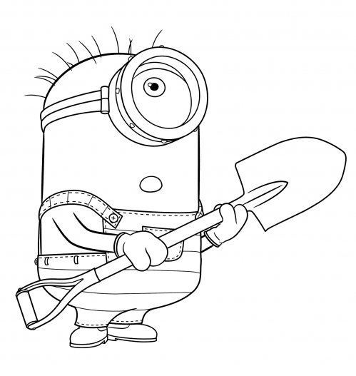 Carl with a shovel coloring page