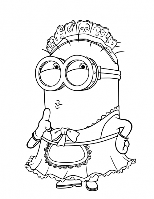 Phil in a maid's outfit coloring page