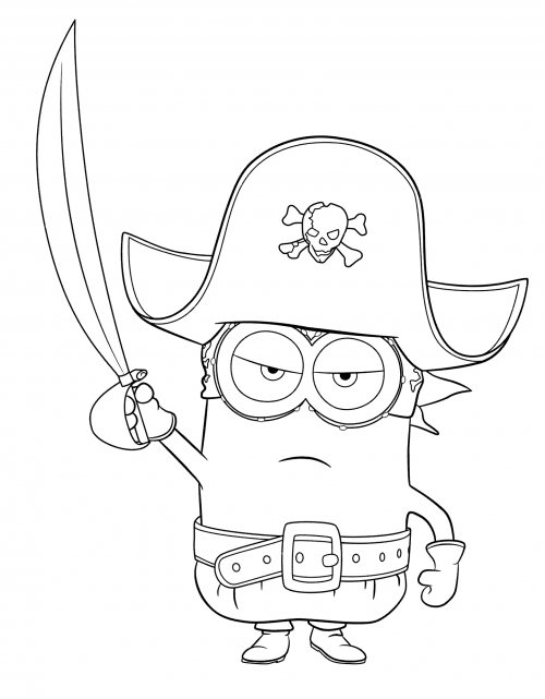 Stuart in a pirate hat coloring page