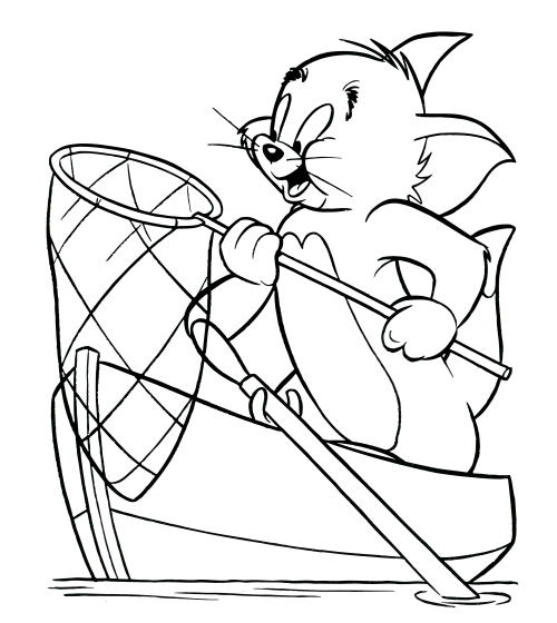Tom's fishing coloring page