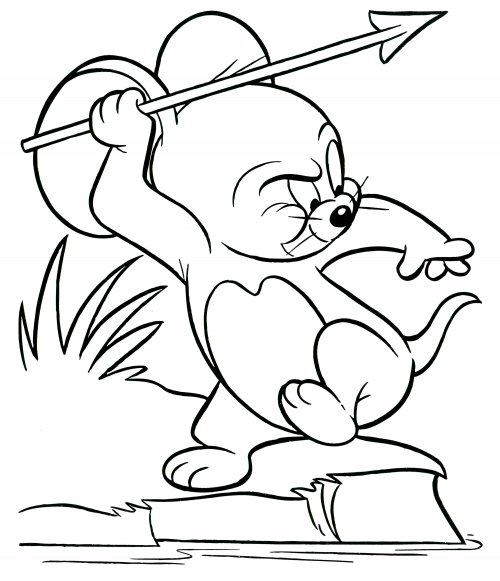 Jerry with a spear coloring page