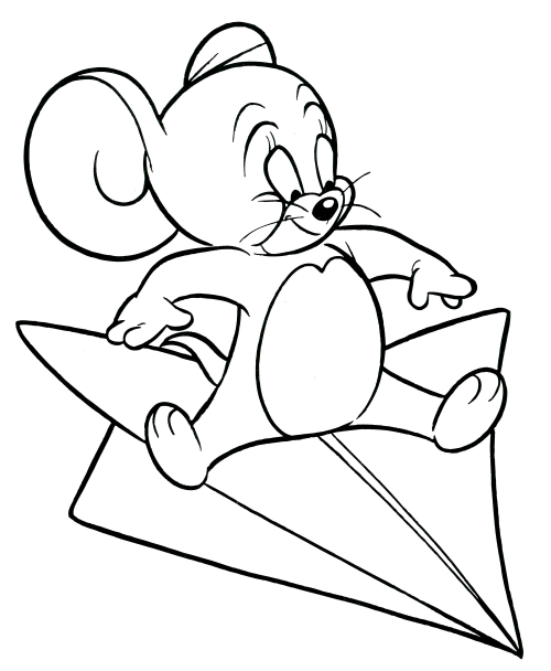 Jerry's flying the plane coloring page