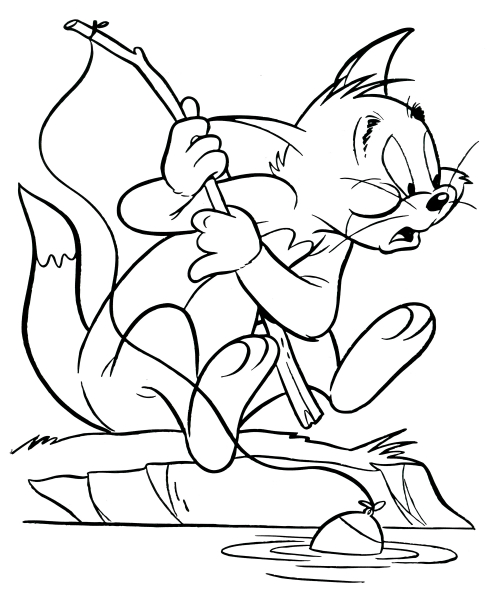 Tom is looking for fish coloring page