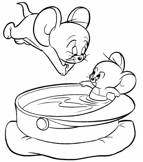 Jerry dives into the bucket coloring page