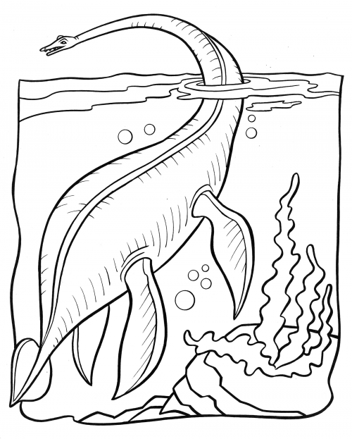 Water-floating dinosaur coloring page
