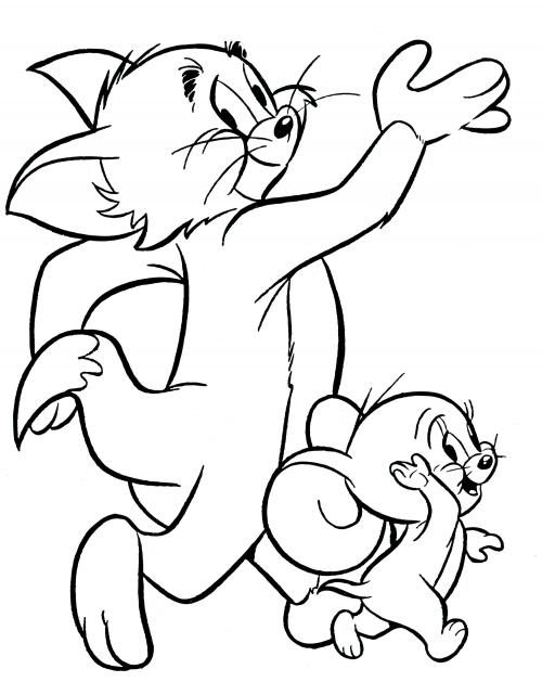 Tom and Jerry say goodbye coloring page
