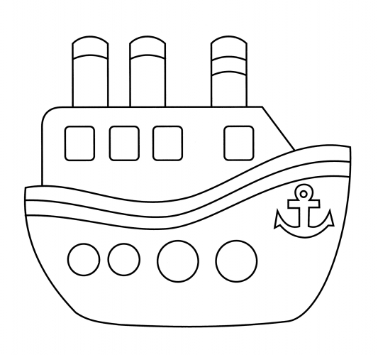 Steamer with anchor coloring page