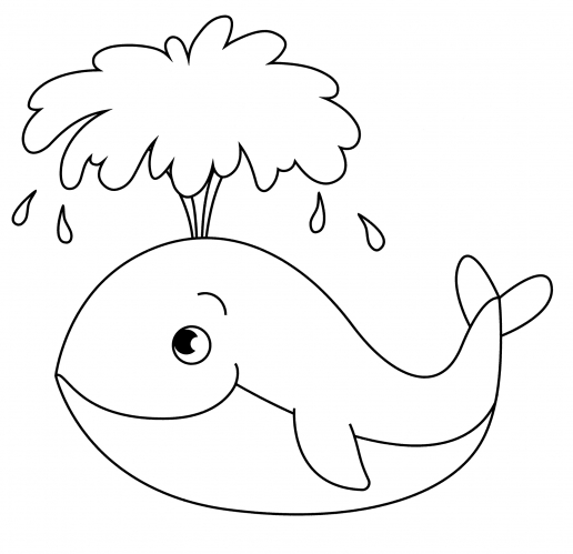 Whale blows water coloring page