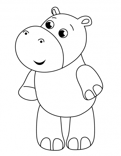 Curious hippo coloring page