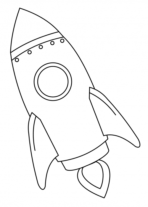 Space rocket with a porthole coloring page