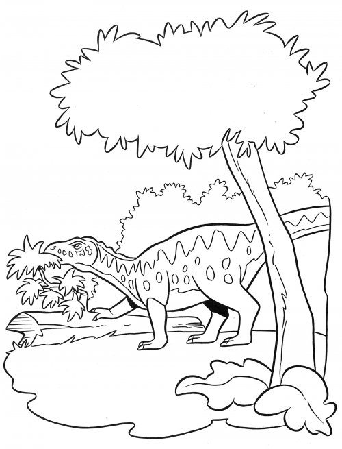 Dining dinosaur coloring page