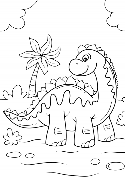 Cute dinosaur coloring page