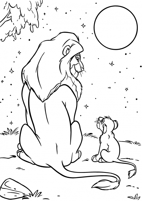 Mufasa and Simba coloring page